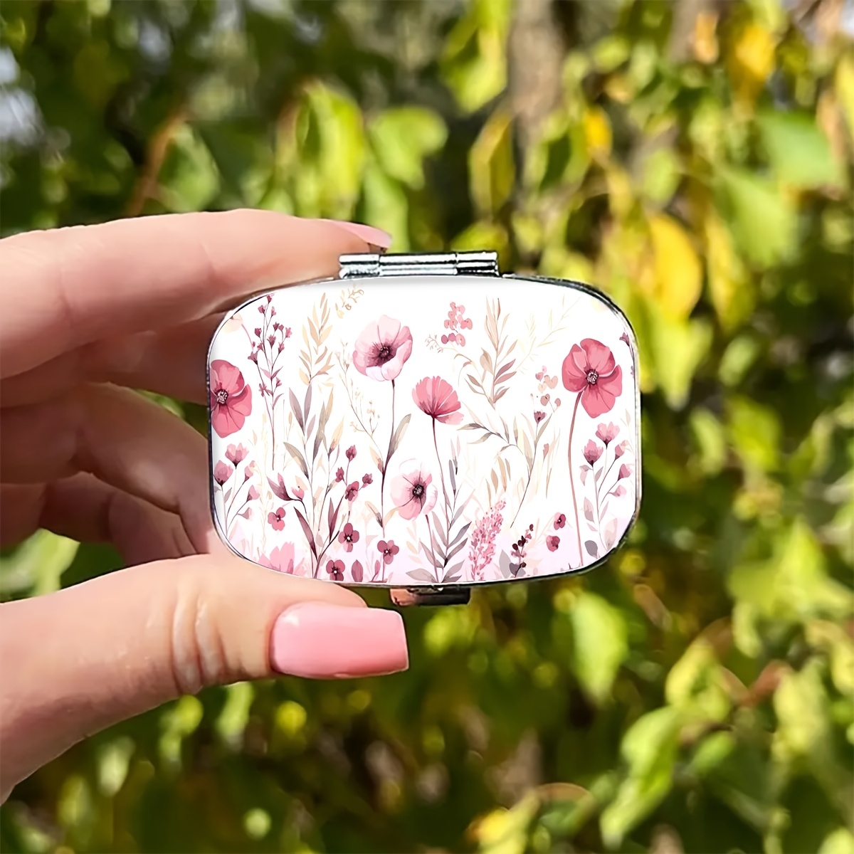 Travel Organizer Men - 1 Piece Pink Floral Pill Organizer