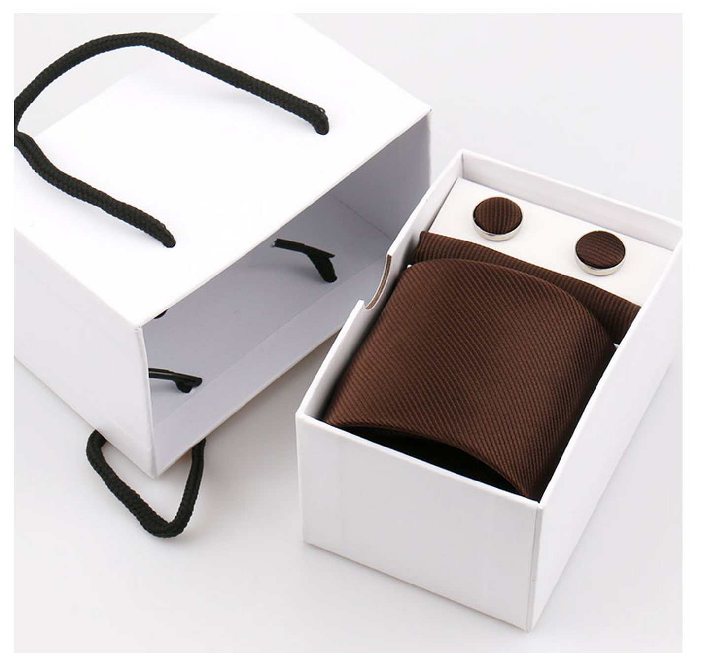 Elegant Men Tie Set 7.5CM Soli - Neck Tie Set Box 评论和价格