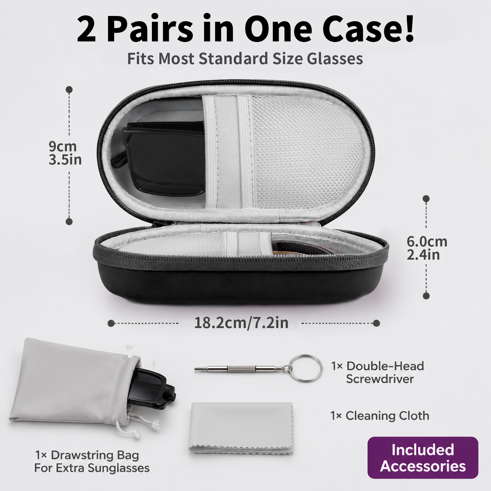 Hard Shell Double Glasses Case - Travel Organizer Men 评论和价格